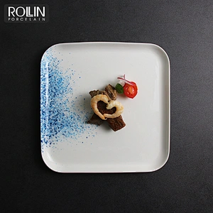 Porcelain Blue starry sky Design Square Side Plates and Dinner Plates for Hotel and Restaurant