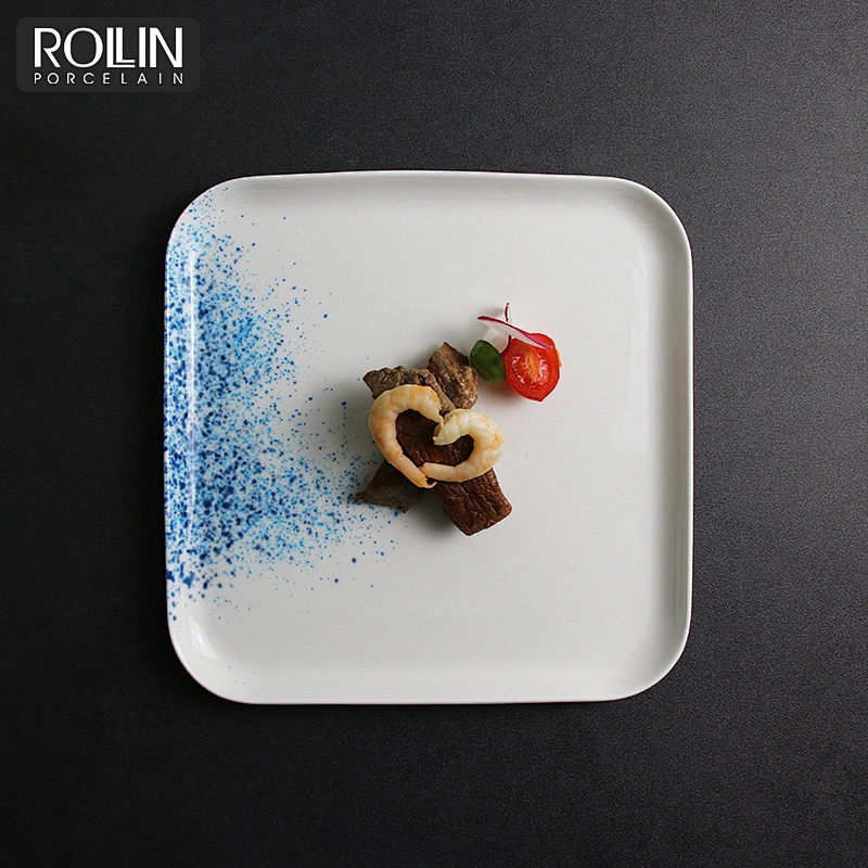 Porcelain Blue starry sky Design Square Side Plates and Dinner Plates for Hotel and Restaurant