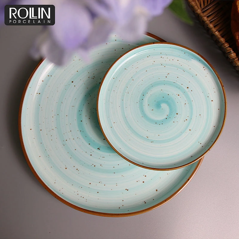 Blue dinner plates and bowl decal porcelain crackled glazed plates,wedding tableware*