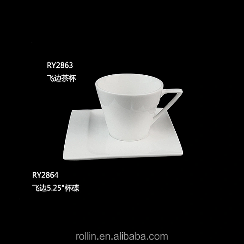 porcelain wholesale high quality coffee cup with square saucer