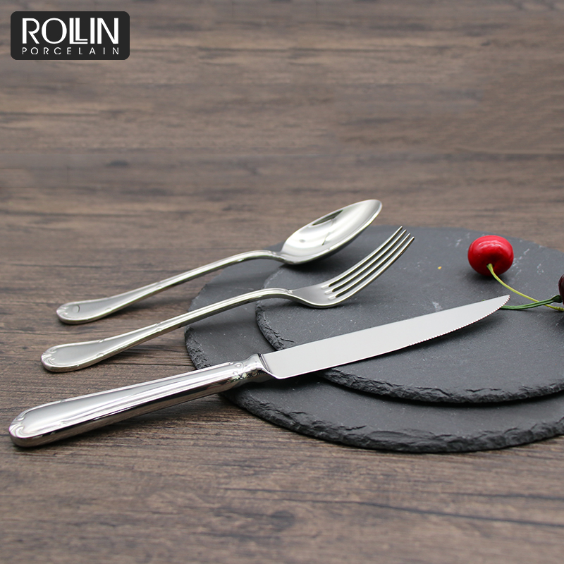 Restaurant Cheap Silver Flatware Set Dinner Spoons Forks and Knife Stainless Steel Cutlery