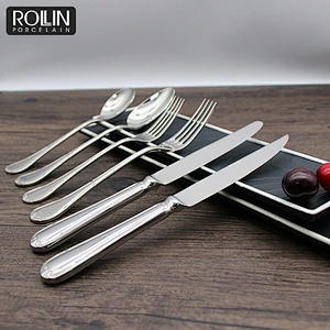Restaurant Cheap Silver Flatware Set Dinner Spoons Forks and Knife Stainless Steel Cutlery