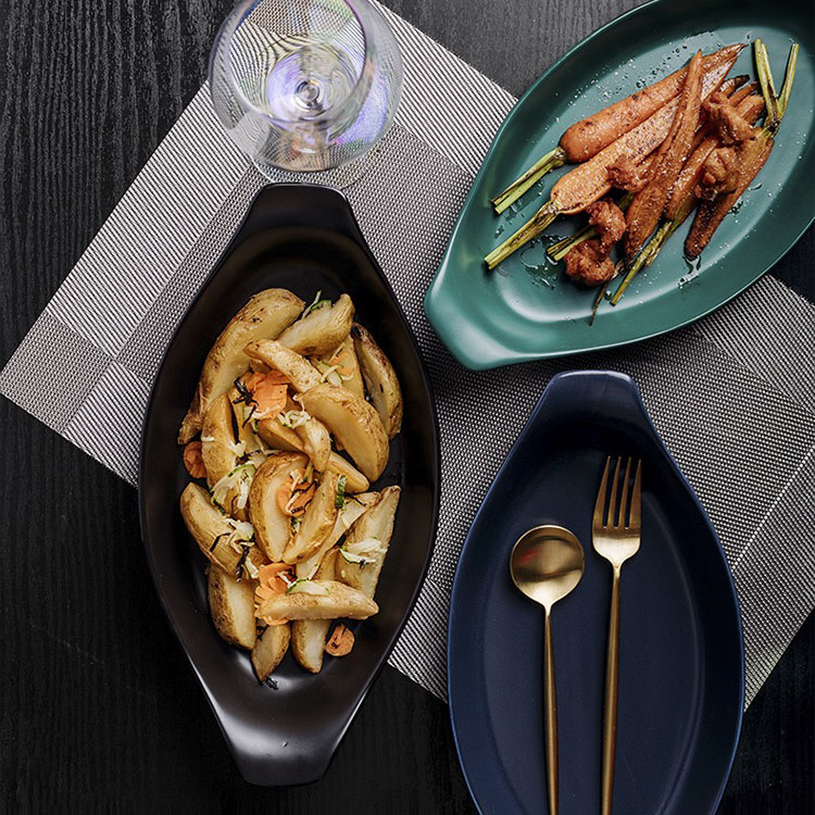 Wholesale Ceramic baking dish pans  rectangle Baking Tray Pasta Baking Tray
