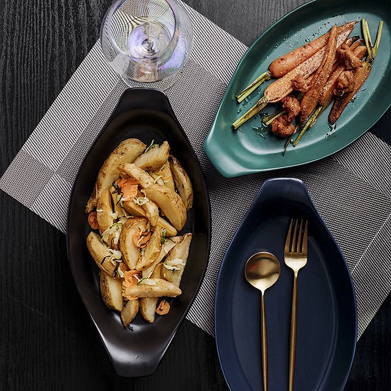 Wholesale Ceramic baking dish pans  rectangle Baking Tray Pasta Baking Tray