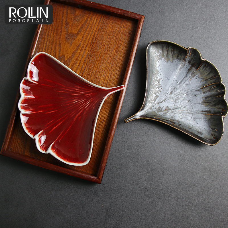 Leaf Shape dish Porcelain Dishes Glazed dessert Dishes