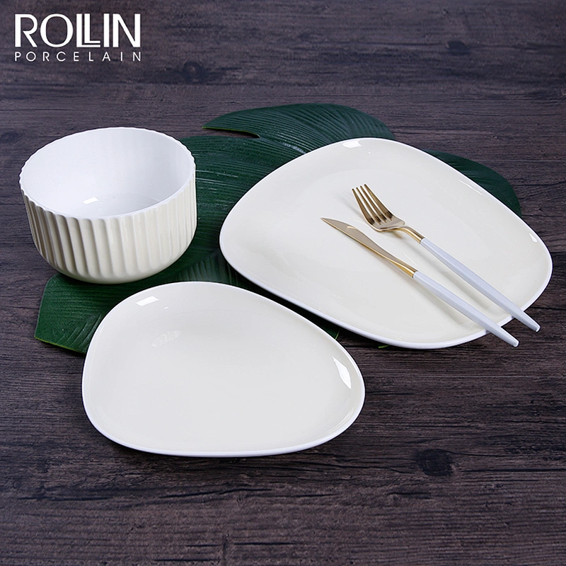 Hotel restaurant used color glazed banquet wedding dinner plate set ceramic porcelain color dinnerware