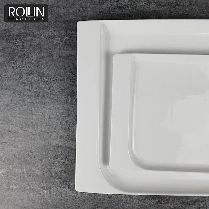 wholesale cheap porcelain square plate for daily use banquet hotel ceramic plate for hotel
