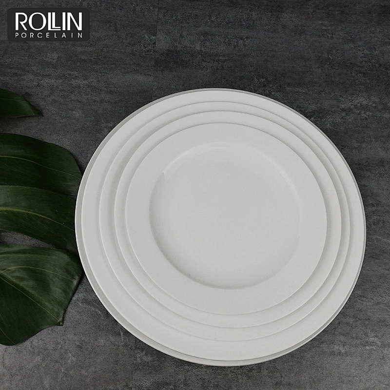Wholesale good quality restaurant buffet dinner plate white hotel porcelain plates