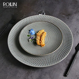 Kiln gray Porcelain Side Plates Dinner Plates for Hotel and Restaurants