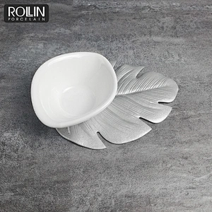 Hotel white porcelain dinnerware oval small porcelain dish relish dish