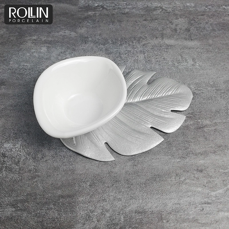 Hotel white porcelain dinnerware oval small porcelain dish relish dish
