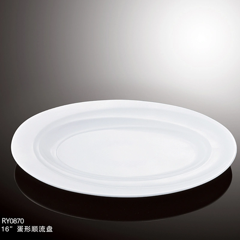 Wholesale high quality hot sale safe ceramic porcelain oval dinner plates white
