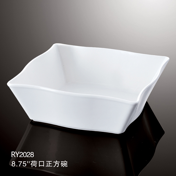 Chinese square white  porcelain ceramic soup bowl noodle bowl  dessert bowl