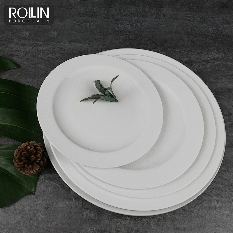 Wholesale good quality restaurant buffet dinner plate white hotel porcelain plates