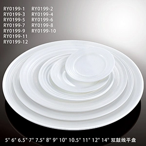 Best-selling double line series western style white porcelain ceramic beefsteak round dinner plate