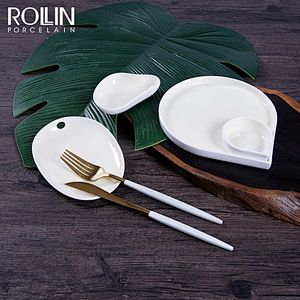 Hotel restaurant used color glazed banquet wedding dinner plate set ceramic porcelain color dinnerware