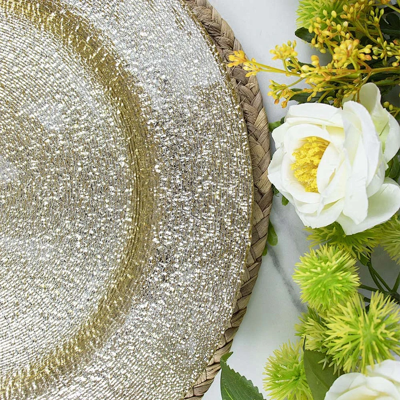 High Quality Wedding Elegant Fancy Antique Gold Charger Plate Glass