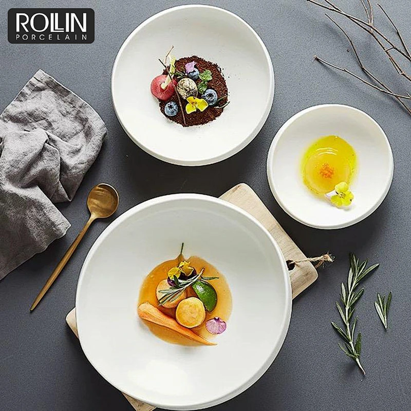 Fashion Design Hotel Porcelain Tableware Side Plates and Dinner Plates for 4-5 star Hotel and Restaurant