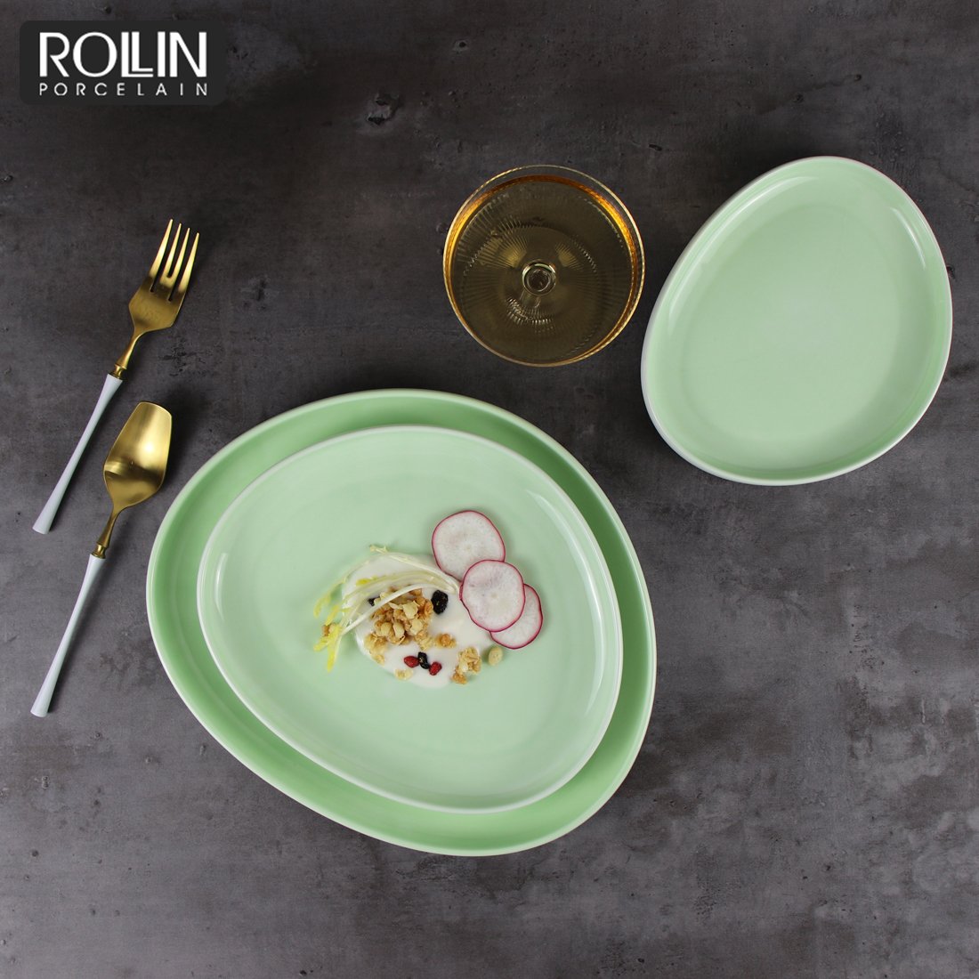 New Design Porcelain Dish Color Dish Dinner Plates for Hotel and Restaurant