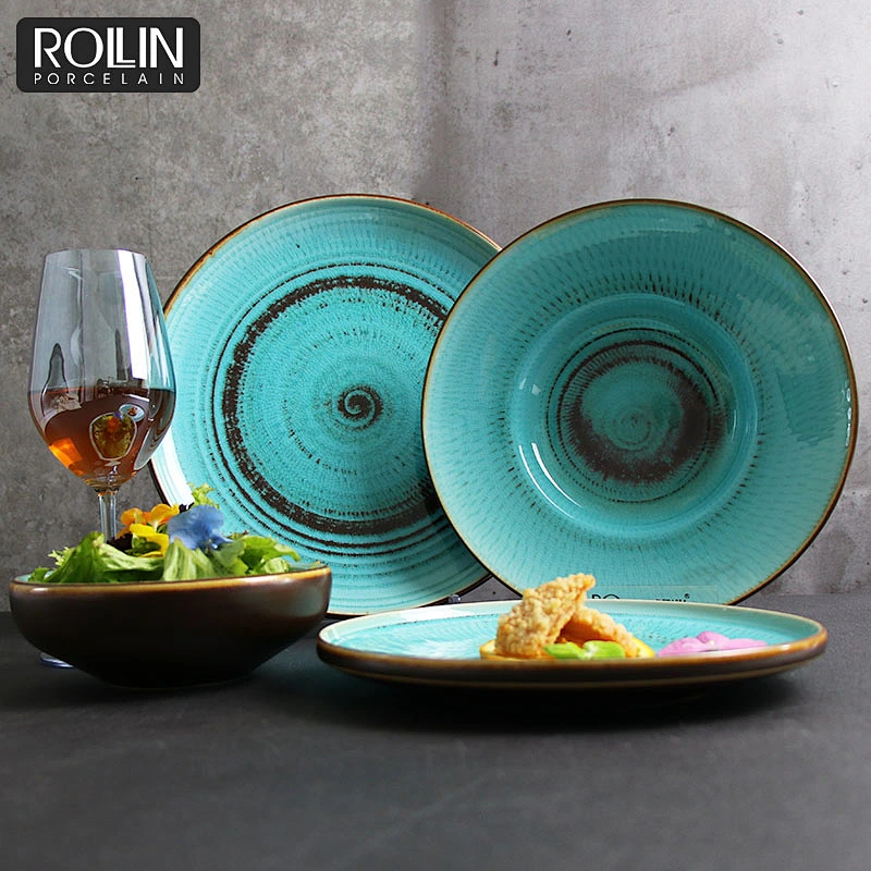 2020 Hot Sales Porcelain England Style  Deep  Soup Plates Pasta Plates for Hotel and Restaurants