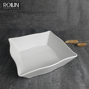 Chinese square white  porcelain ceramic soup bowl noodle bowl  dessert bowl