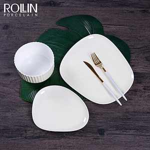 Hotel restaurant used color glazed banquet wedding dinner plate set ceramic porcelain color dinnerware