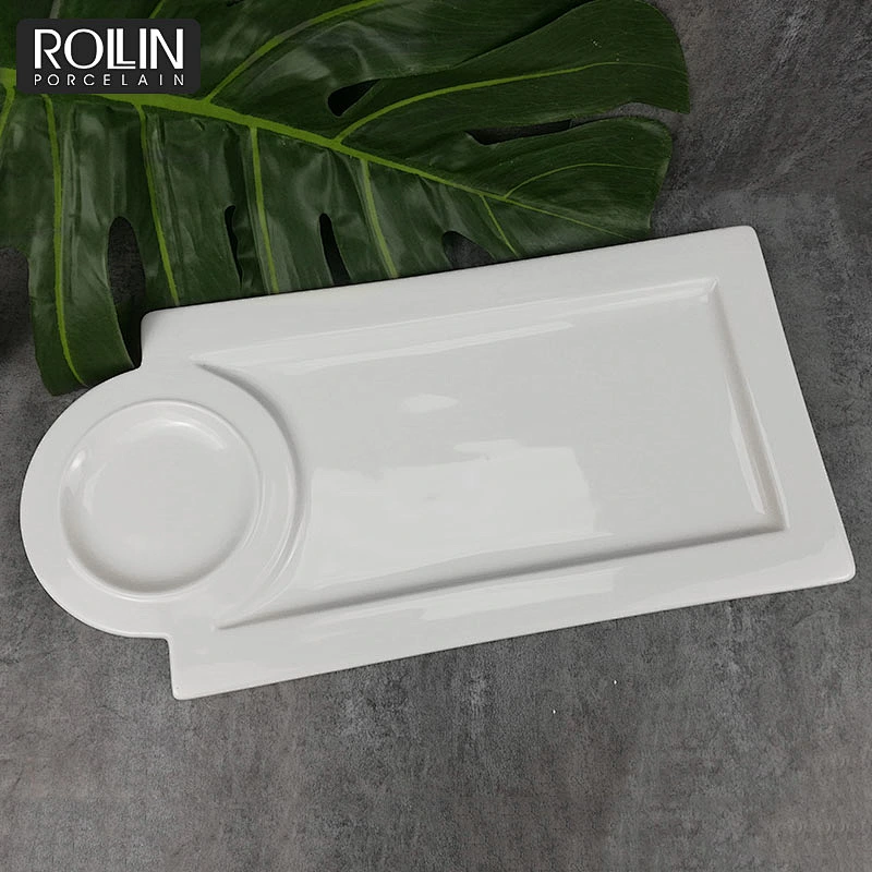 Wedding banquet used irregular shape ceramic cooking plate