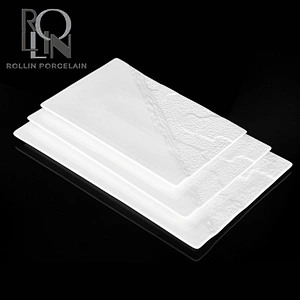 new design flat buffet plate sushi bread crokery plate special rectangle buffet plate
