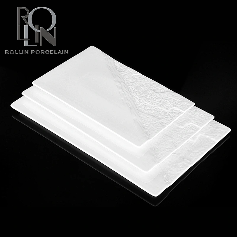 new design flat buffet plate sushi bread crokery plate special rectangle buffet plate
