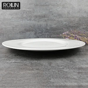 Chinese white color wholesale restaurant weddings banquet porcelain ceramic round  plates