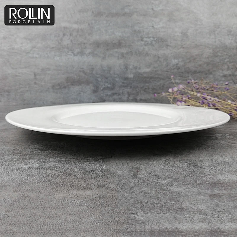 Chinese white color wholesale restaurant weddings banquet porcelain ceramic round  plates