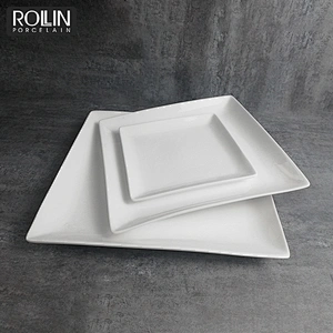 Hot sale hotel&restaurant dishware custom size white square ceramic dish dinner plates