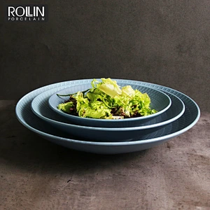 Glazed Dinnerware Porcelain Deep Plates Dinner Plates  for Restaurants