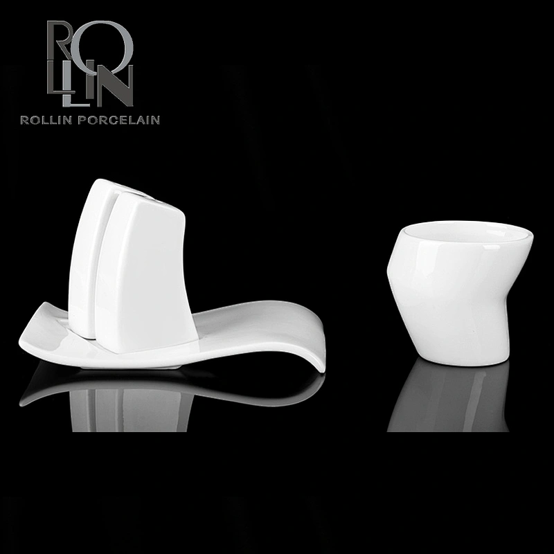 Hot sale coffee shop elegant design white porcelain ceramic flower tea cup coffee cup saucer