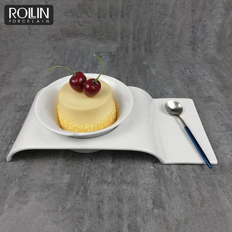 High quality porcelain restaurant dinnerware decorative porcelain soup plate with tray