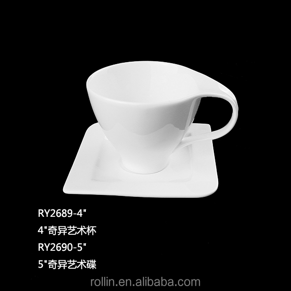 High quality dessert shop tableware white porcelain ceramic hot tea with milk cup coffee cup