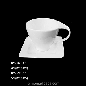 High quality dessert shop tableware white porcelain ceramic hot tea with milk cup coffee cup