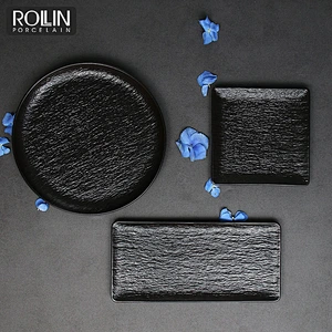 Black and White Colored Chinaware Porcelain Rectangular plates for Hotel and Restaurant
