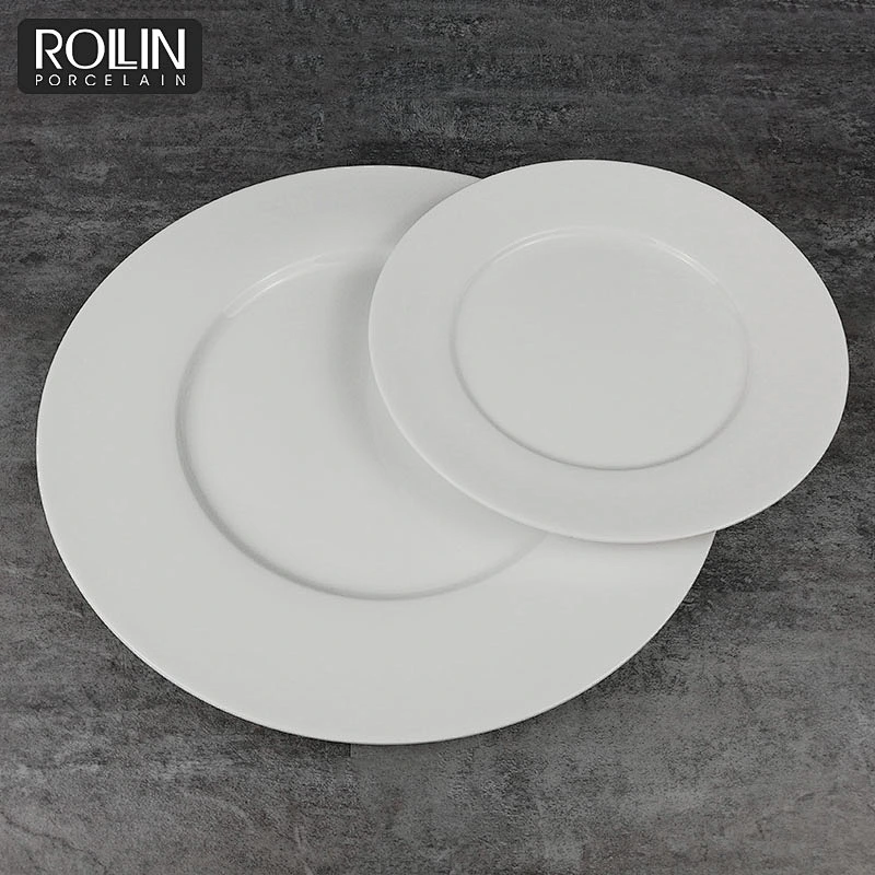 Chinese white color wholesale restaurant weddings banquet porcelain ceramic round  plates