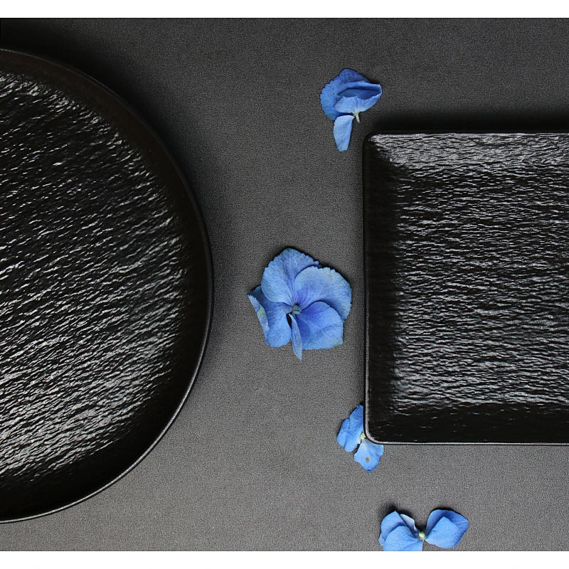 Black and White Colored Chinaware Porcelain Rectangular plates for Hotel and Restaurant
