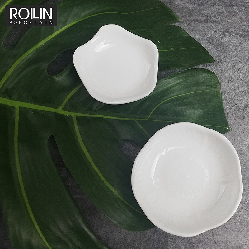 Hotel Teatime Dinnerware White Porcelain Serving Plum Blossom Shaped Dessert Snack Dish