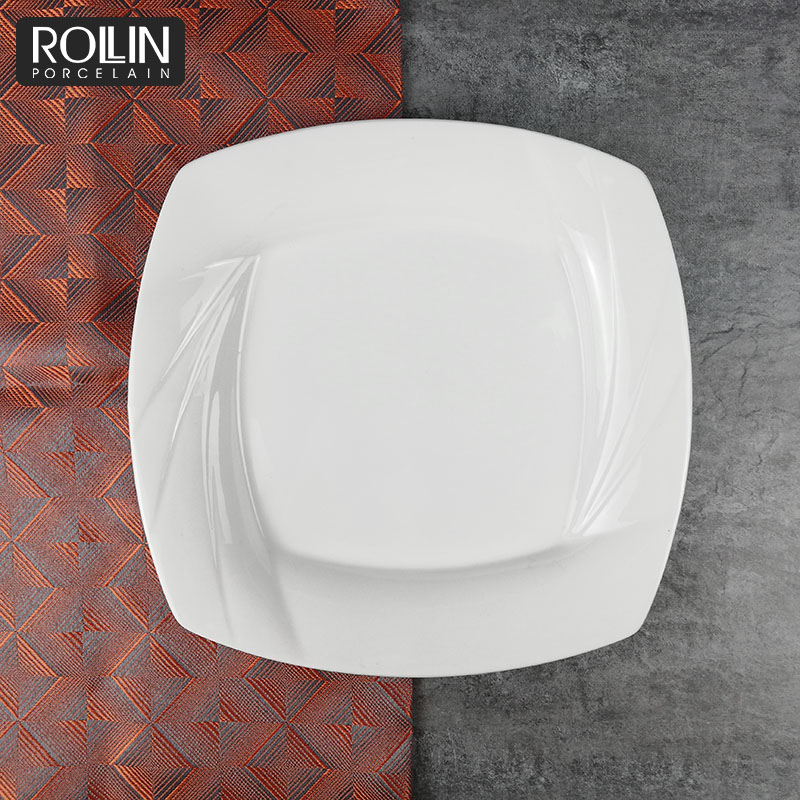 Wholesale custom size white porcelain square decorative dessert china plate square
