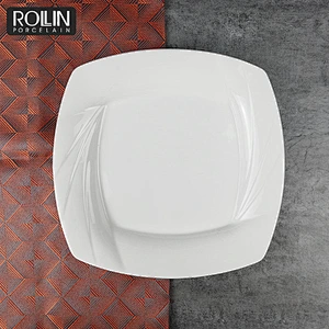 Wholesale custom size white porcelain square decorative dessert china plate square