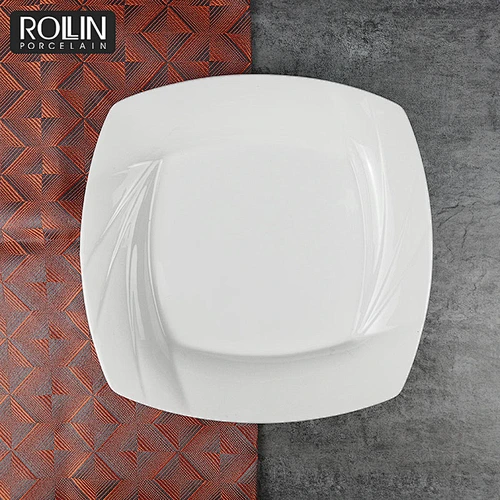 Wholesale custom size white porcelain square decorative dessert china plate square