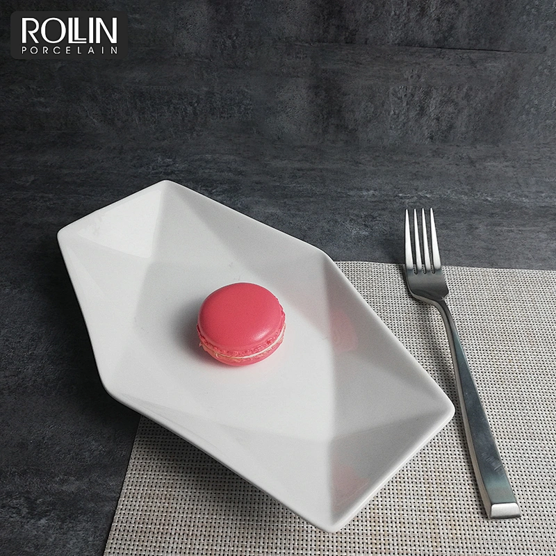 Hot sale hotel & restaurant  white porcelain Plate  8'' rectangle snack plates