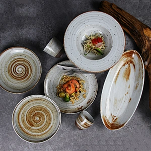 Custom tableware grey dinner set ceramic dinnerware for restaurant