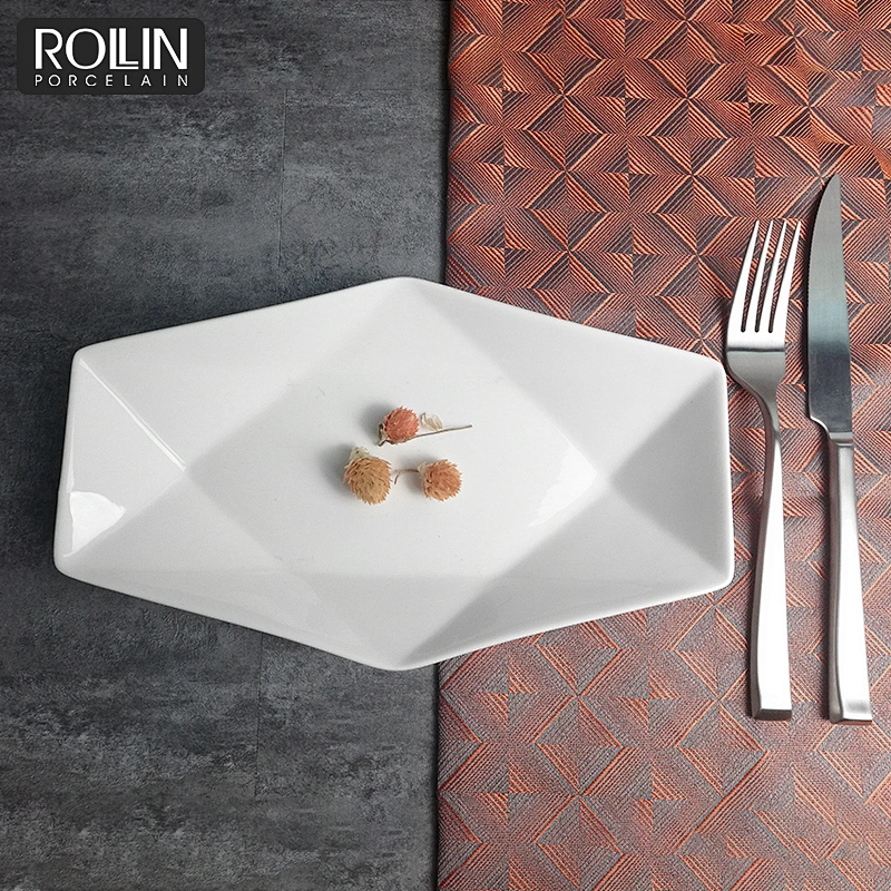 Hot sale hotel & restaurant  white porcelain Plate  8'' rectangle snack plates