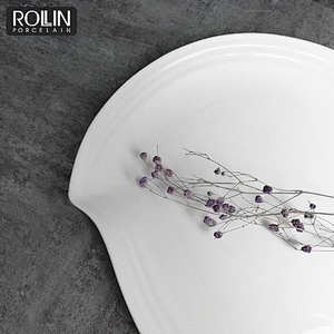 Leaf shape dinner plate, new design porcelain plates