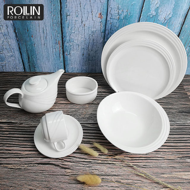 China wholesale high quality exclusive royal porcelain dinnerware for hotel wedding banquet