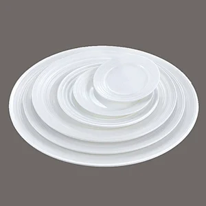 Best-selling double line series western style white porcelain ceramic beefsteak round dinner plate